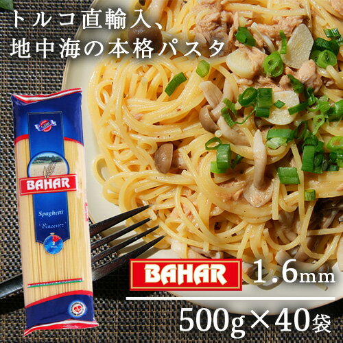 パスタ スパゲッティ 1.6mm 500g 40袋 スパゲッティーニ スパゲティ バハール BAHAR 業務用 デュラム小麦100％『送料無料（一部地域除く）』